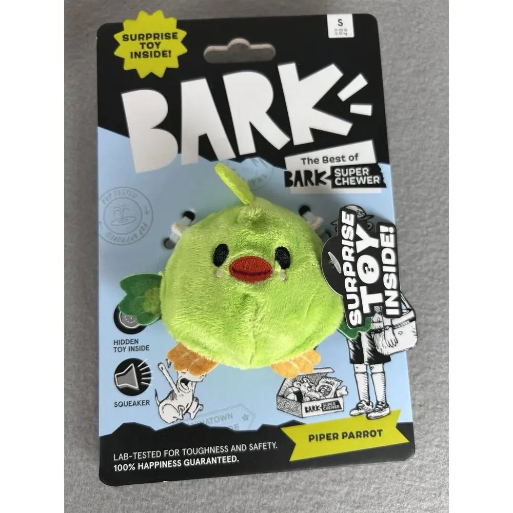 Bark New Dog toys Groundhog Dave, Piper Parrot, Slobbery Icecream Cone Set of 3
